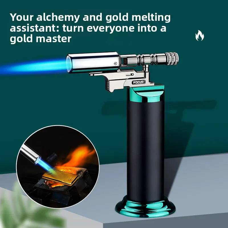 Powerful Metal Welding Gun Windproof Blue Flame Jet Torch Gas Lighter Outdoor Cigar Barbecue Cooking Kitchen Butane Refillable