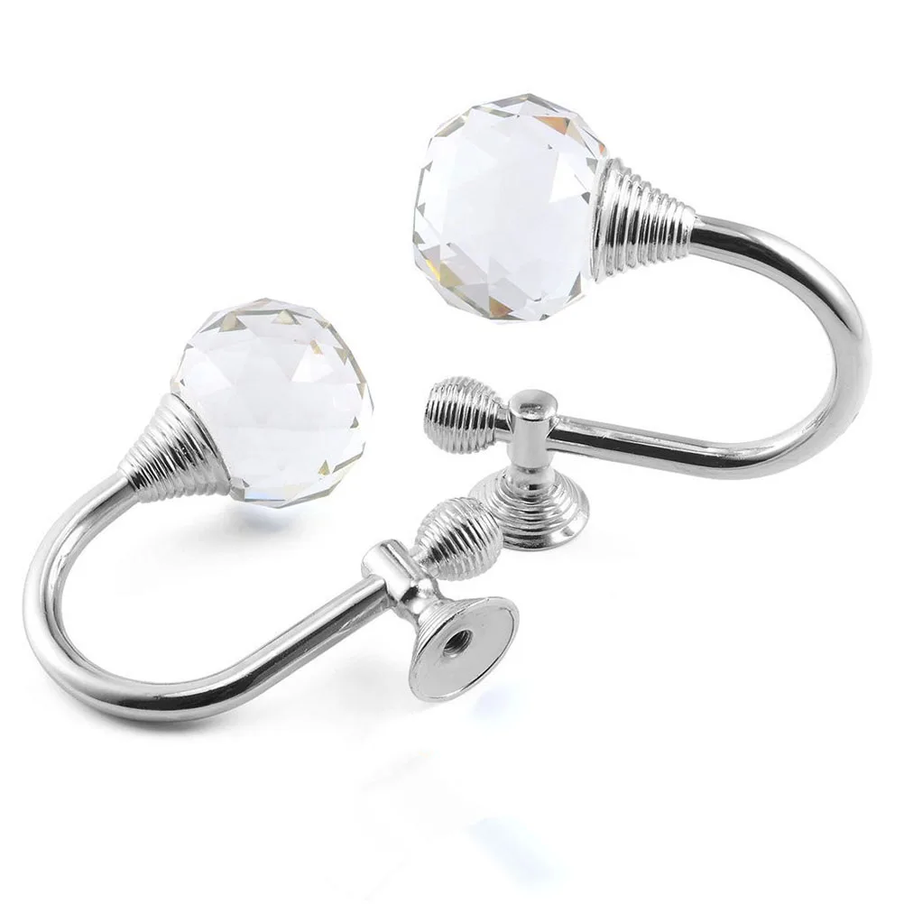 

2 pcs Curtain Hooks Crystal Wall Mounted Multi Use Hooks Hanger Multi Wall Mounted Hook Use Home Decor Clear Durability
