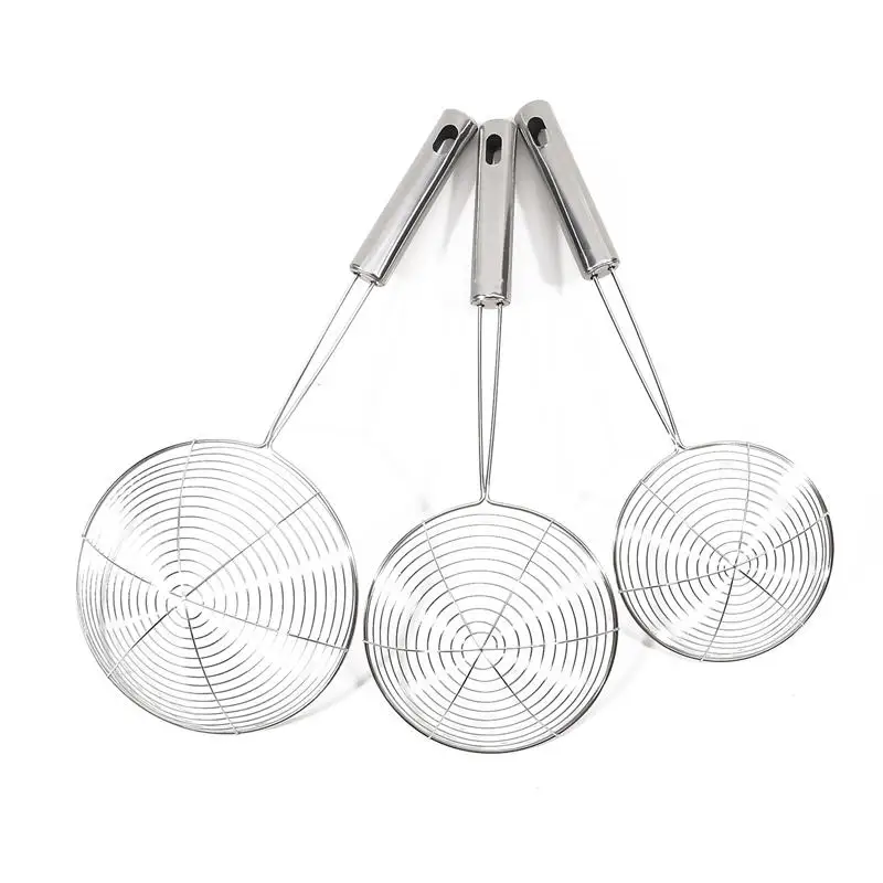 Stainless Steel Fine Mesh Skimmer Spoon Multi-Function Spider Strainer With Long Handle For Cooking Frying Kitchen Utensils