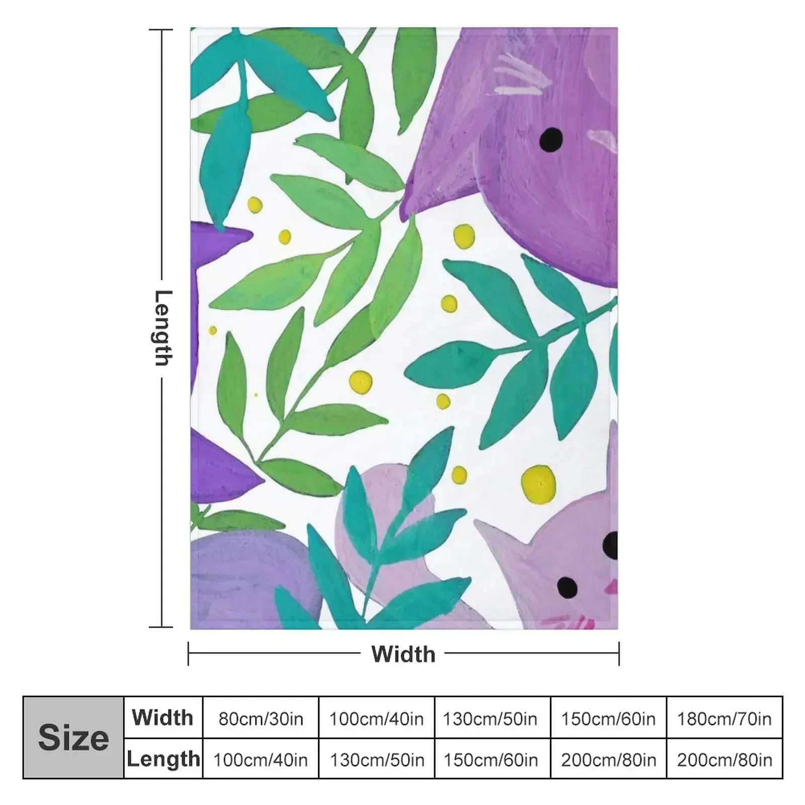 Cats and branches - purple and green Throw Blanket Luxury Throw Luxury Brand Picnic Stuffeds manga Blankets
