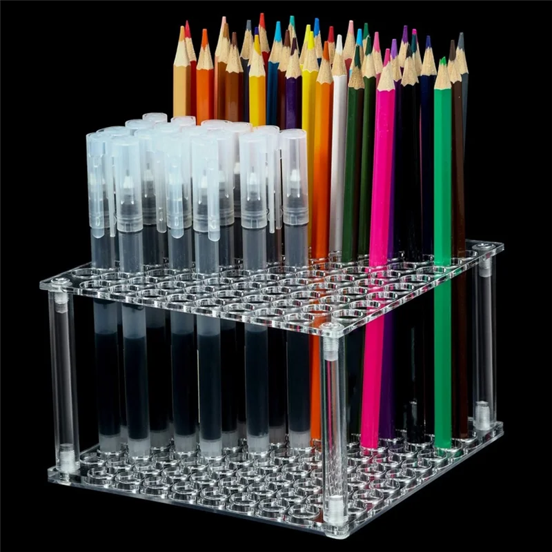 

AT93-Acrylic Pen Display Stand, 96-Slots Colored Pencil Organizer, Display Stand Holder For Eyebrow Makeup Brush