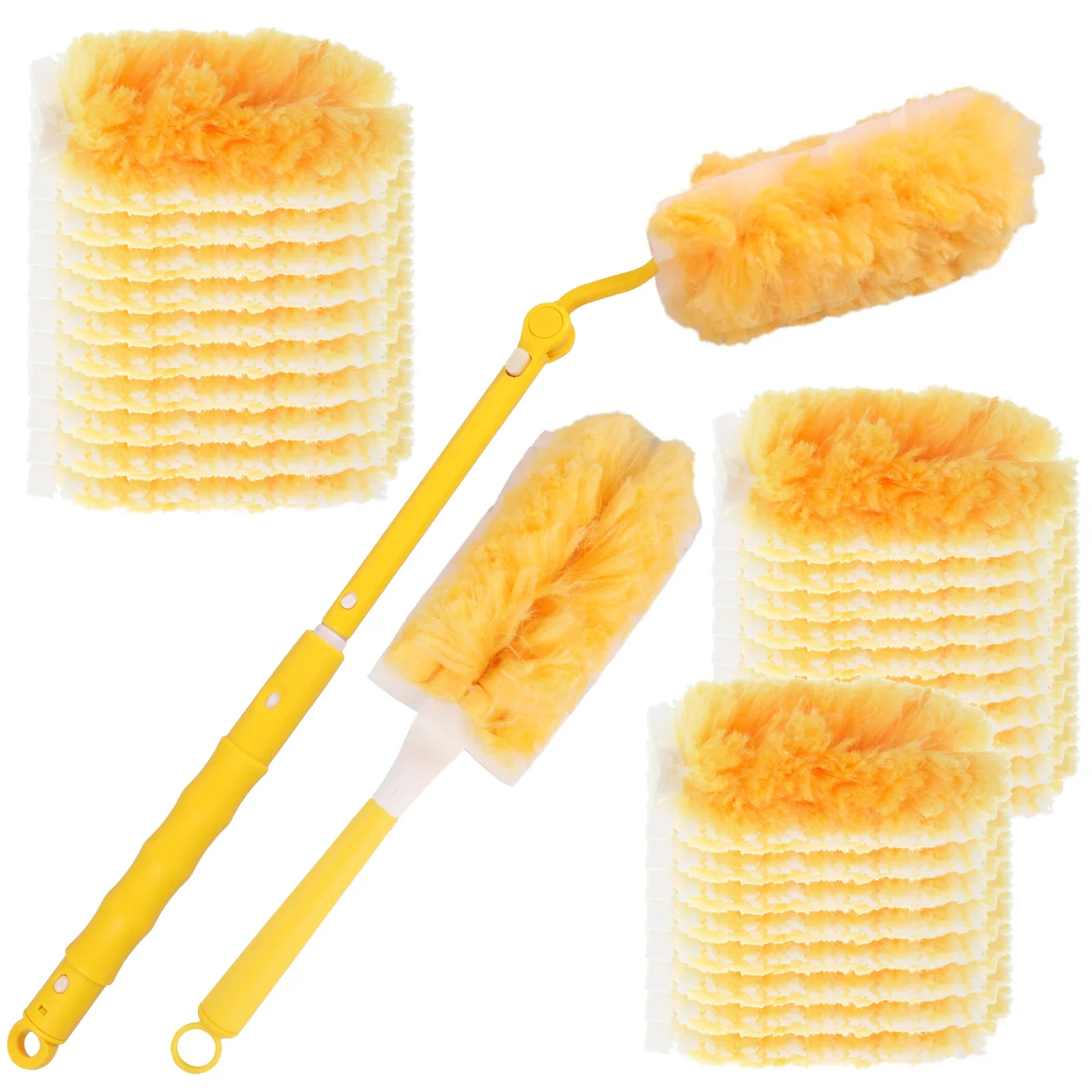 

30 Pcs Disposable Dual Sided Duster Refill Kit 360° Replaceable Dusting Head with Retractable Pole for Cleaning Home and Car