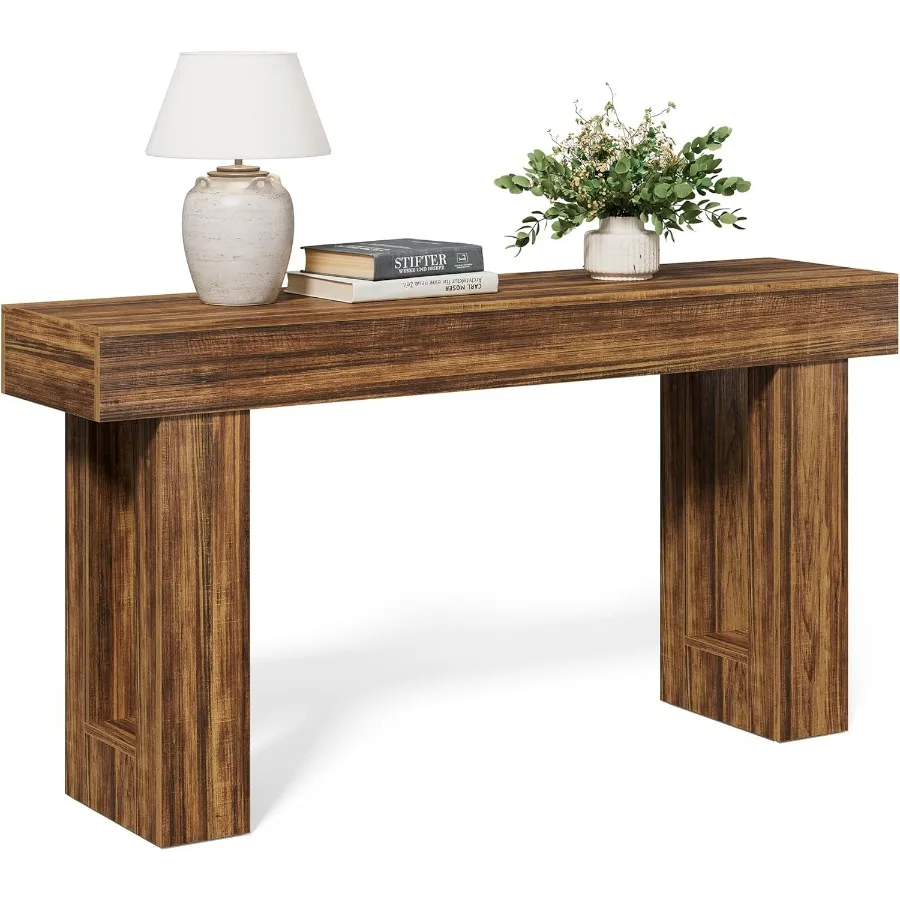 63-Inch Long Console Tables for Entryway Large Sofa Table Behind Couch Wooden Entry Foyer Hallway Table Industrial Console Sofa