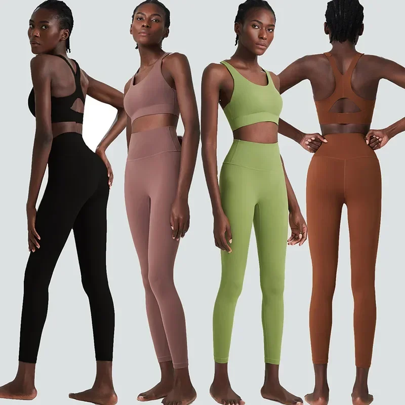 Ensemble de sport et de fitness élastique pour femme, absorbant les chocs, séchage rapide, moulant, deux pièces, course à pied, yoga