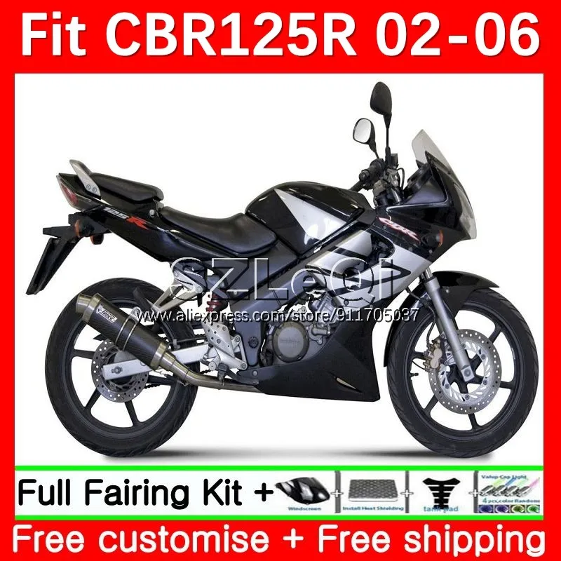 Body Kit For HONDA CBR125R Silver black CBR125RR CBR 125CC 125R 02 03 04 05 06 22No.20 CBR-125R 2002 2003 2004 2005 2006 Fairing