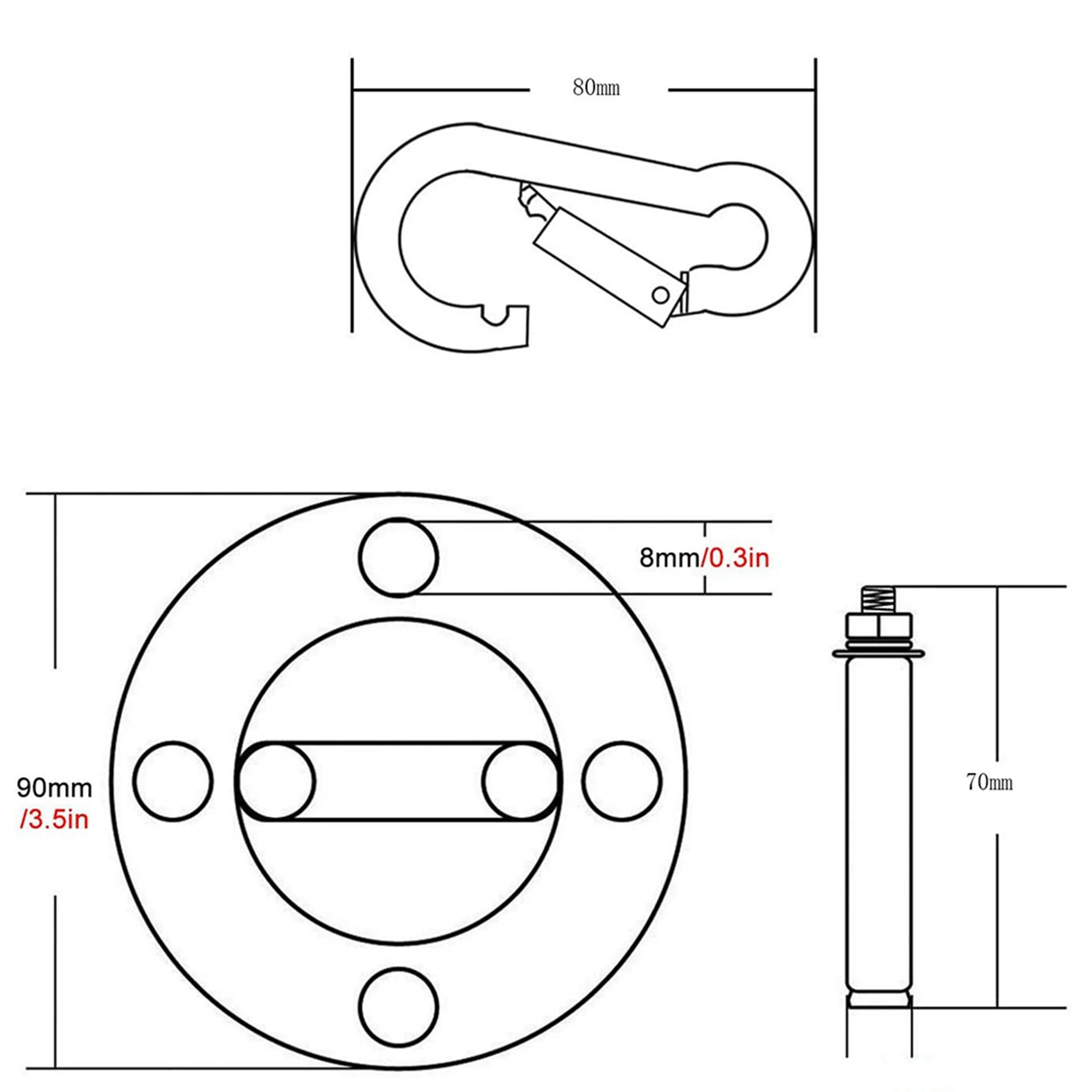 

AC23-2X подвесной потолочный крючок из нержавеющей стали для подвешивания качелей для йоги, гамак, боксерская груша, тренажерный зал, настенное кольцо, крючок