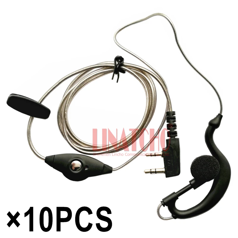 10PCS Pull-resistant Metal Aluminum Film Portable Walkie Talkie 2 Way Radio Headset 2 Pins K connector