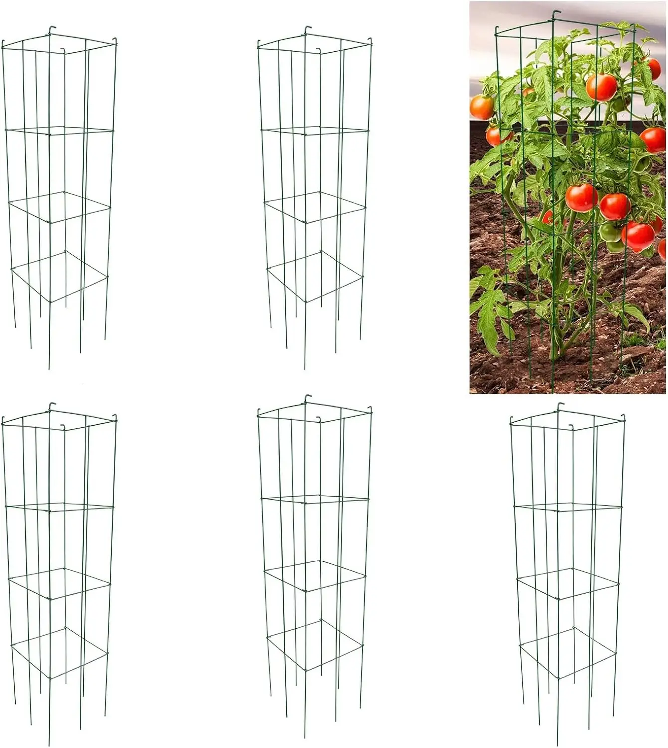 

Зеленая квадратная складная опорная конструкция для томатов, 12x46 дюймов, набор из 5 штук