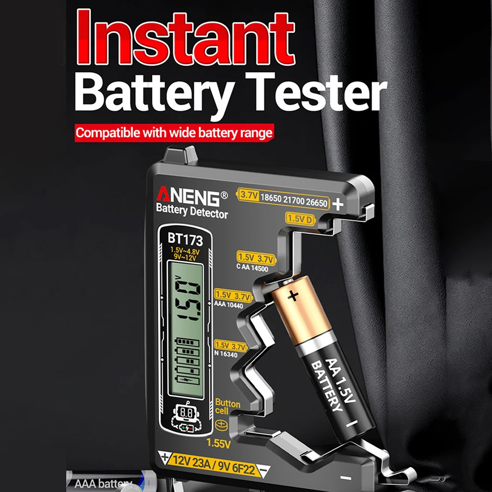 ANENG BT173 Battery Detector Test C D AA AAA N 9V Cell Button Meter Universal Battery Tester Visual Display Testing Tester Tools