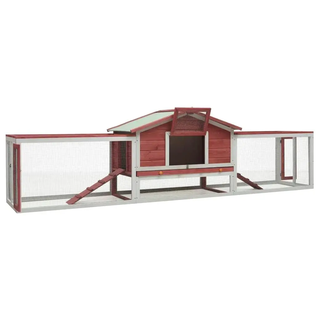 Red Rabbit Hutch 122x27.6x34.3 cm - Durable Solid Pine & Fir Wood Pet House