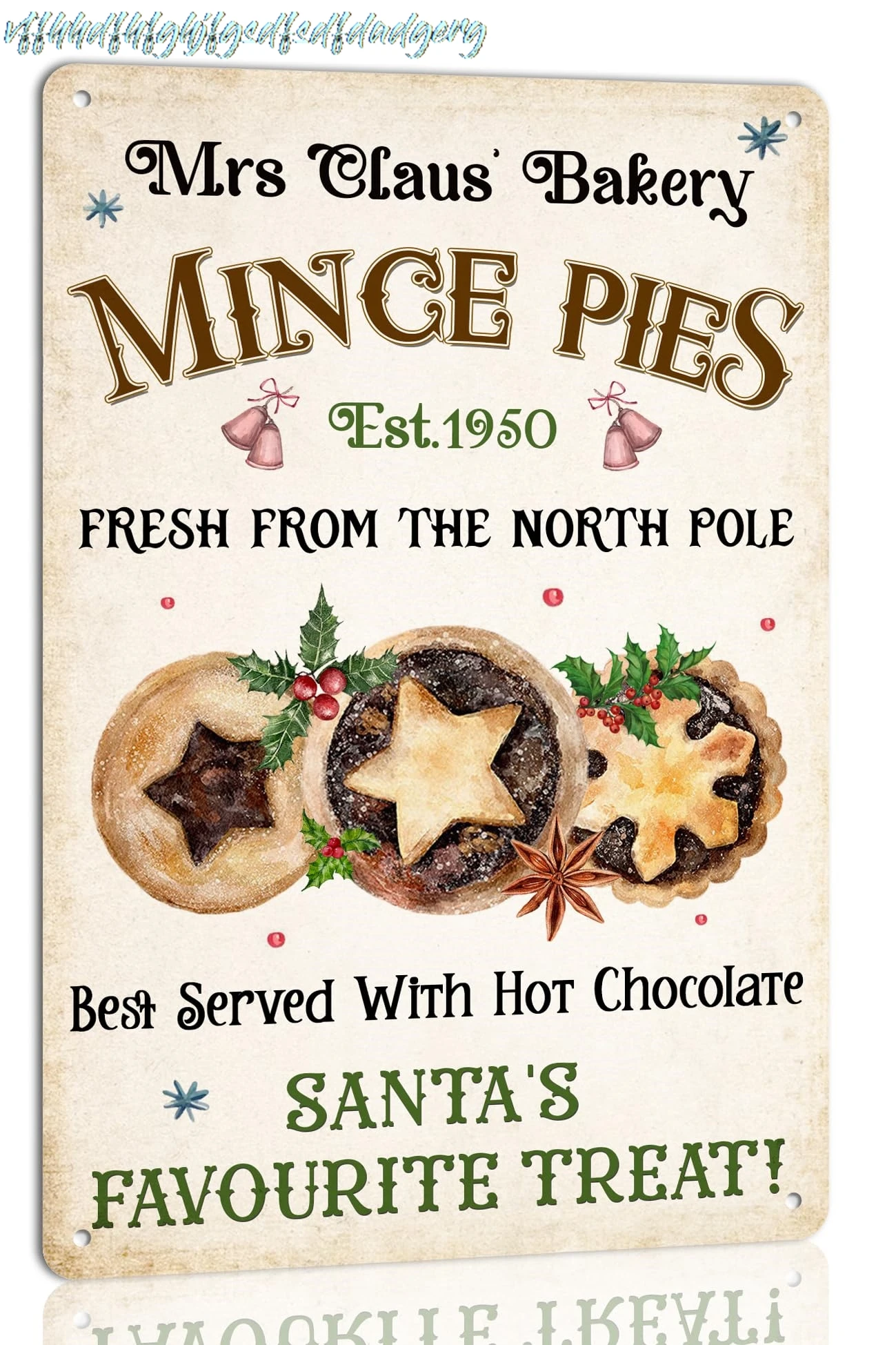Mrs Claus Bakery Mince Pie Christmas Metal Tin Sign Christmas Decor Wall Art for Home Cafe Kitchen Farmhouse Winter Retro W sign