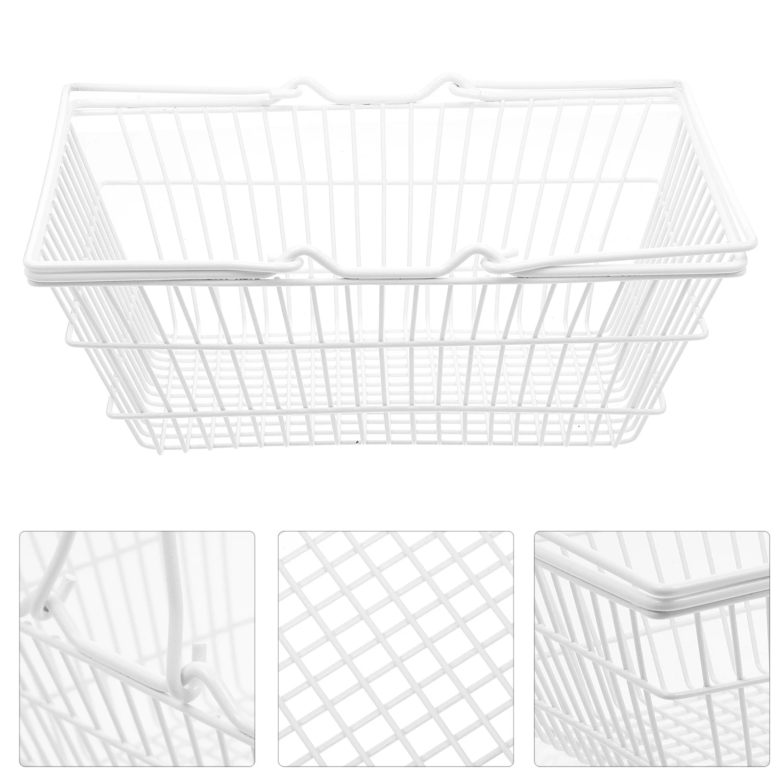 

1pc Premium Iron Shopping Basket With Handle Portable Storage Organizer For Home Kitchen Beer Lightweight