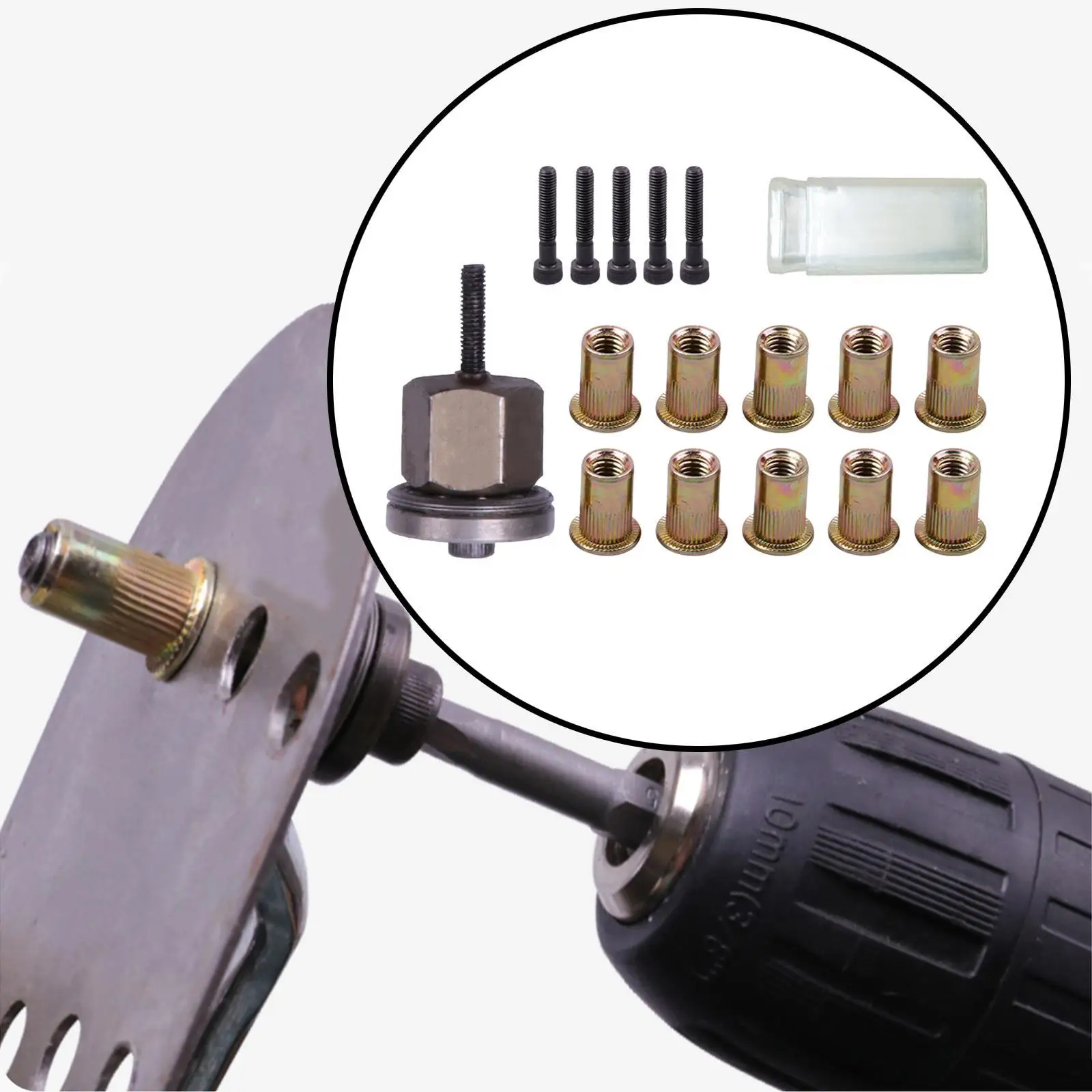 Rivet Nut Tool Replacement Mandrel Portable with Nuts Practical M3 to Adapter Converter for DIY Automobile Manufacturing