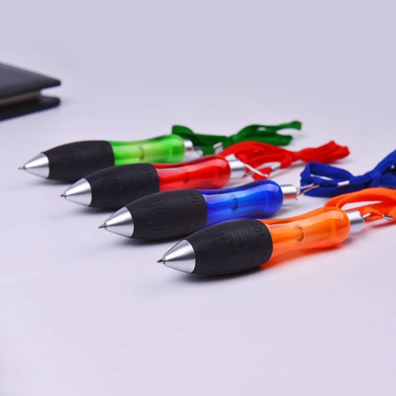 Thick-Bodied Ballpoint Pens with Sling and Push Mechanism Hanging- Rope Handwriting Aids Writing Tools