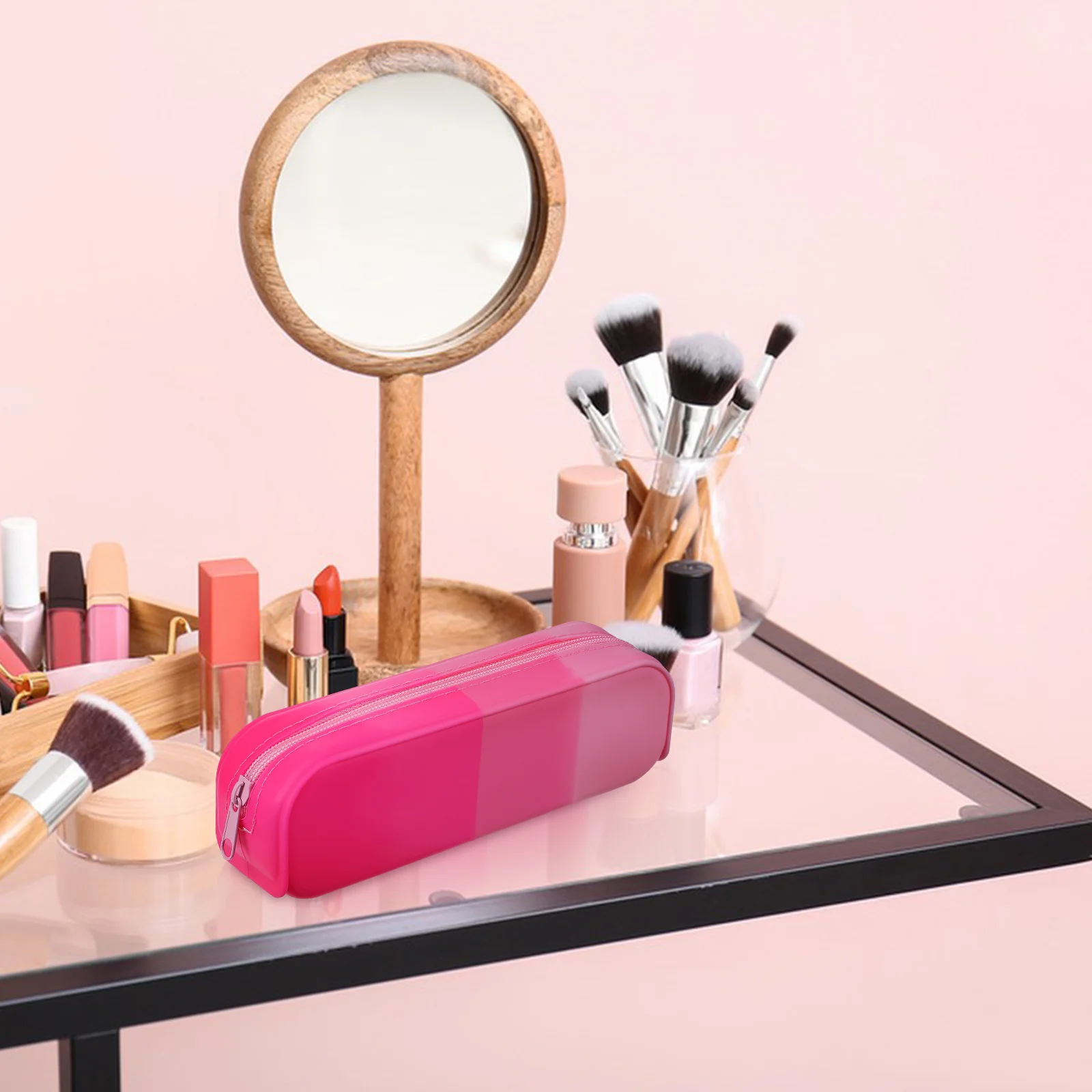 

Large Capacity Silicone Pencil Pouch Soft Texture Zipper Stationery Organizer Makeup Brush Case Portable Pencil Pouch