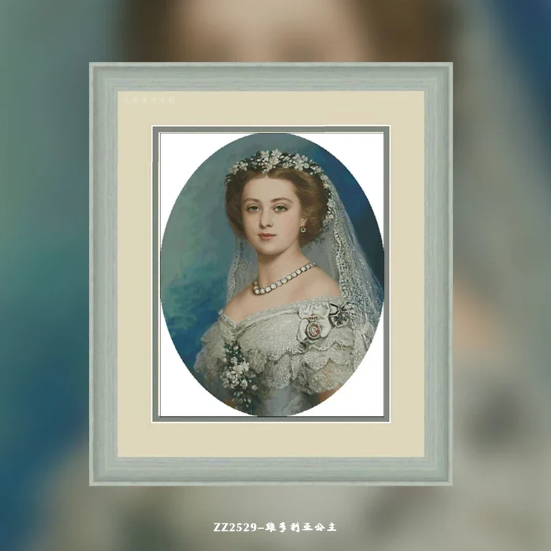 [ZZ2529-Princess Victoria] Stamped Cross Stitch Kit 14CT 16CT Pre Printed Canvas Cotton Threads Embroidery Needlework Wall Decor