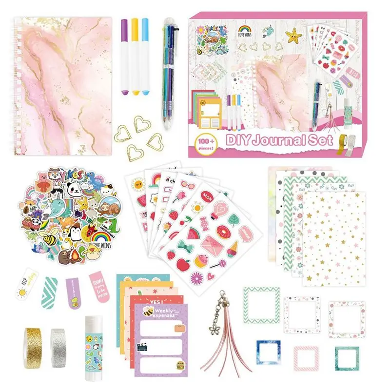 

Professional Tool DIY Journal Set, Scrapbook & Diary Supplies Set, Teen Girls Trendy Stuff For Birthday Girl Gift Ideas,Pink Dur