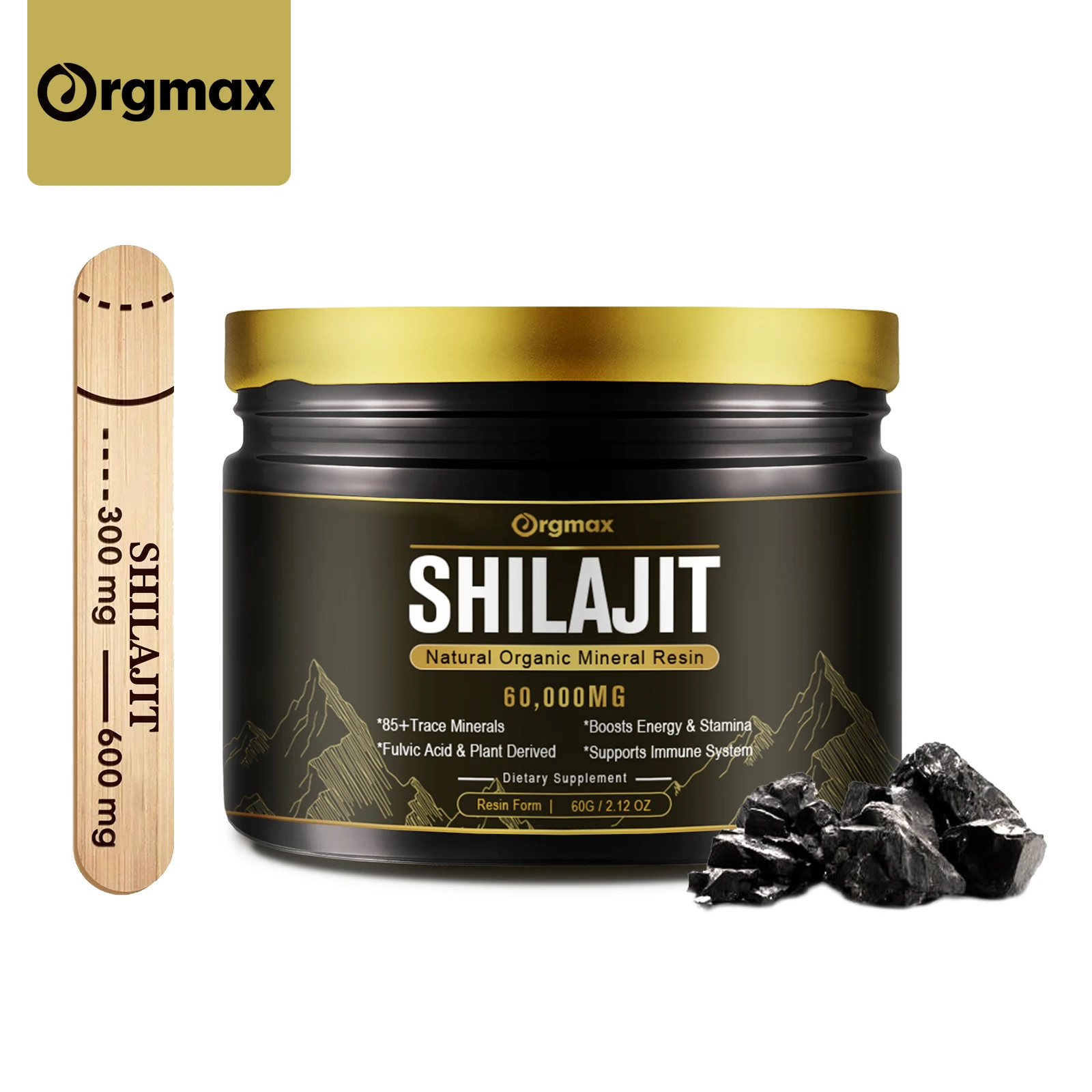 600MG Natural Shilajit Resin Original Drink Mineral Supplements for Immune Health, Metabolism Overall Physical Health