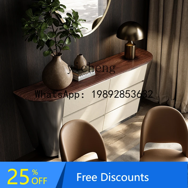 AA walnut dining side cabinet Italian minimalist  apartment against cabinet Multifunctional solid wood locker
