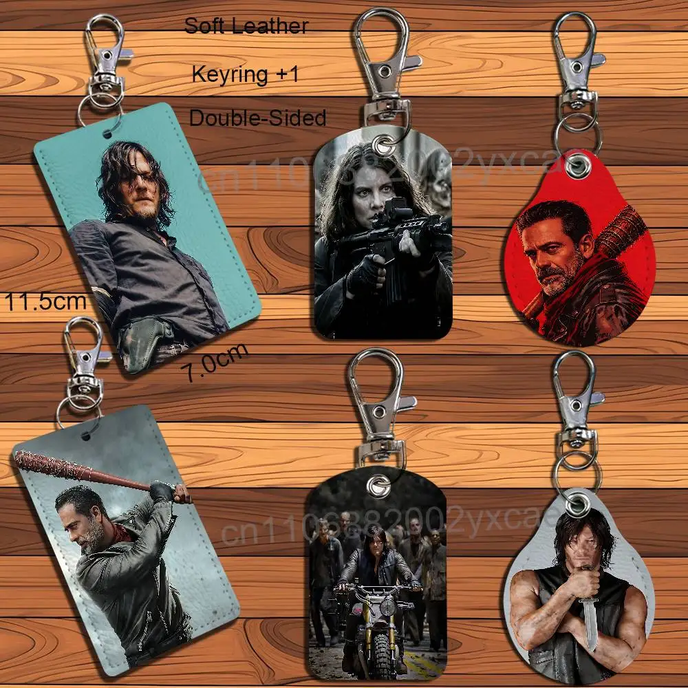 Negan Maggie Walking Dead Leather Keychain Badge Holder with Lanyard - ID/Access Card Holder, Key Ring Accessory, Gift Option