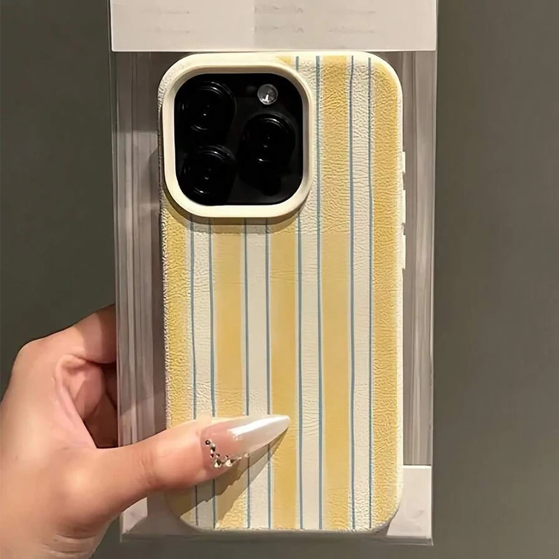 삼성 S25 울트라 5G 케이스, 갤럭시 S24 플러스 S21 FE S23 S22 A56 A54 A53 A55 A35 A36 A16 커버용 화이트 옐로우 & 블루 스트라이프 케이스