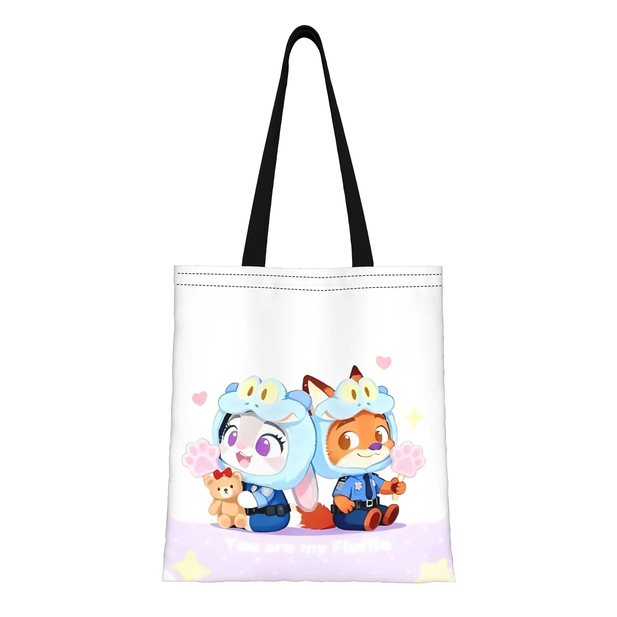 

1PC back to school Disney Zootopia 2 Canvas Cute Judy And Nick Canvas Tote Bag Women'S Shoulder Handbag