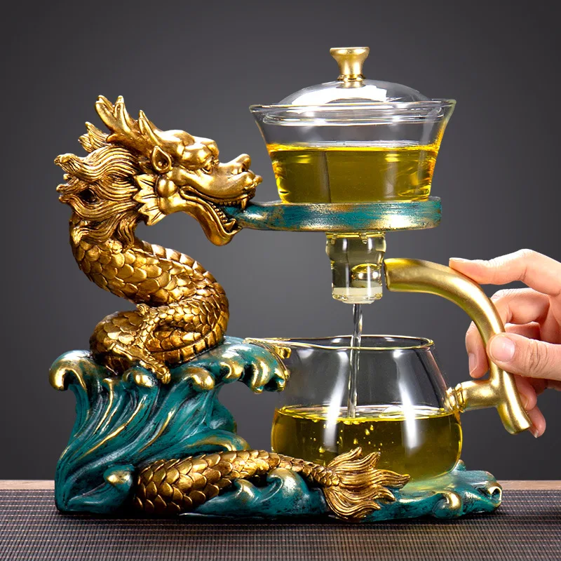 Heat Resistant Glass Tea Set Magnetic Self Brewing Teapot Office Home Gift