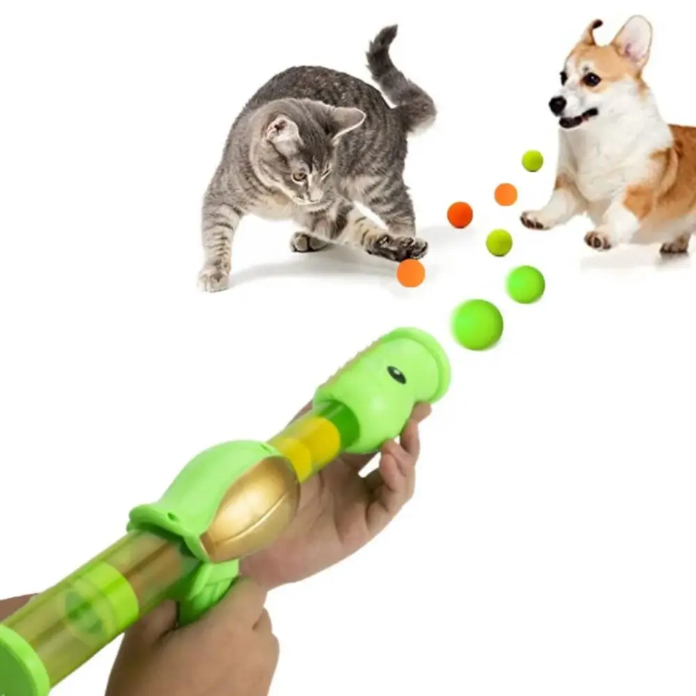 Pea Shape Interactive Cat Toy Ball Plastic Ball Random Color Pea Aerodynamic Launcher Elastic Kitten Toys Launcher Puppy