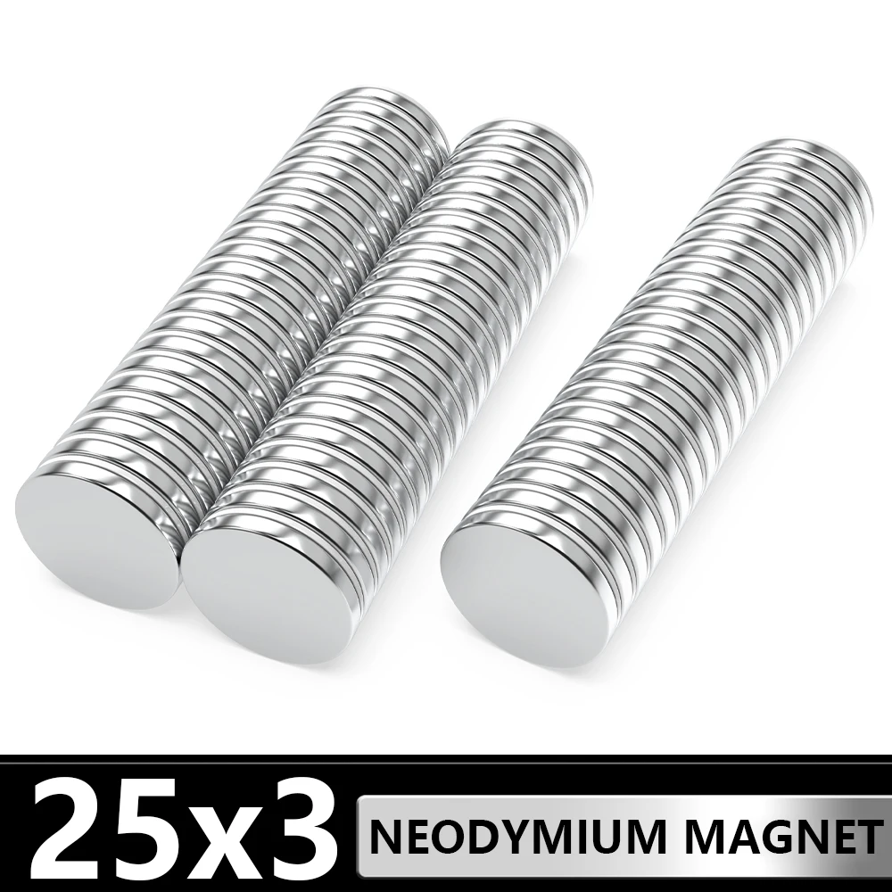 

1~60 Pcs Round Magnet 25x3 Permanent NdFeB Super Strong Powerful Magnetic imans N35 25mm x 3mm Neodymium Magnets