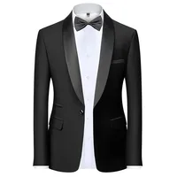 Blazer para hombre Chaqueta de traje ajustada Chaqueta de traje formal de boda con cuello tipo chal de terciopelo con 1 botón