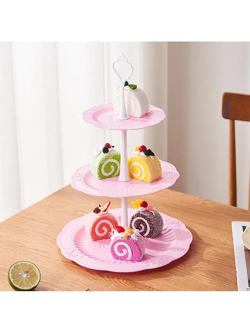 

Элегантная трехъярусная подставка для торта, фруктовница, поднос для выпечки на свадьбу/день рождения, десертница, тарелка для конфет, декоративный элемент, пластиковый коврик...