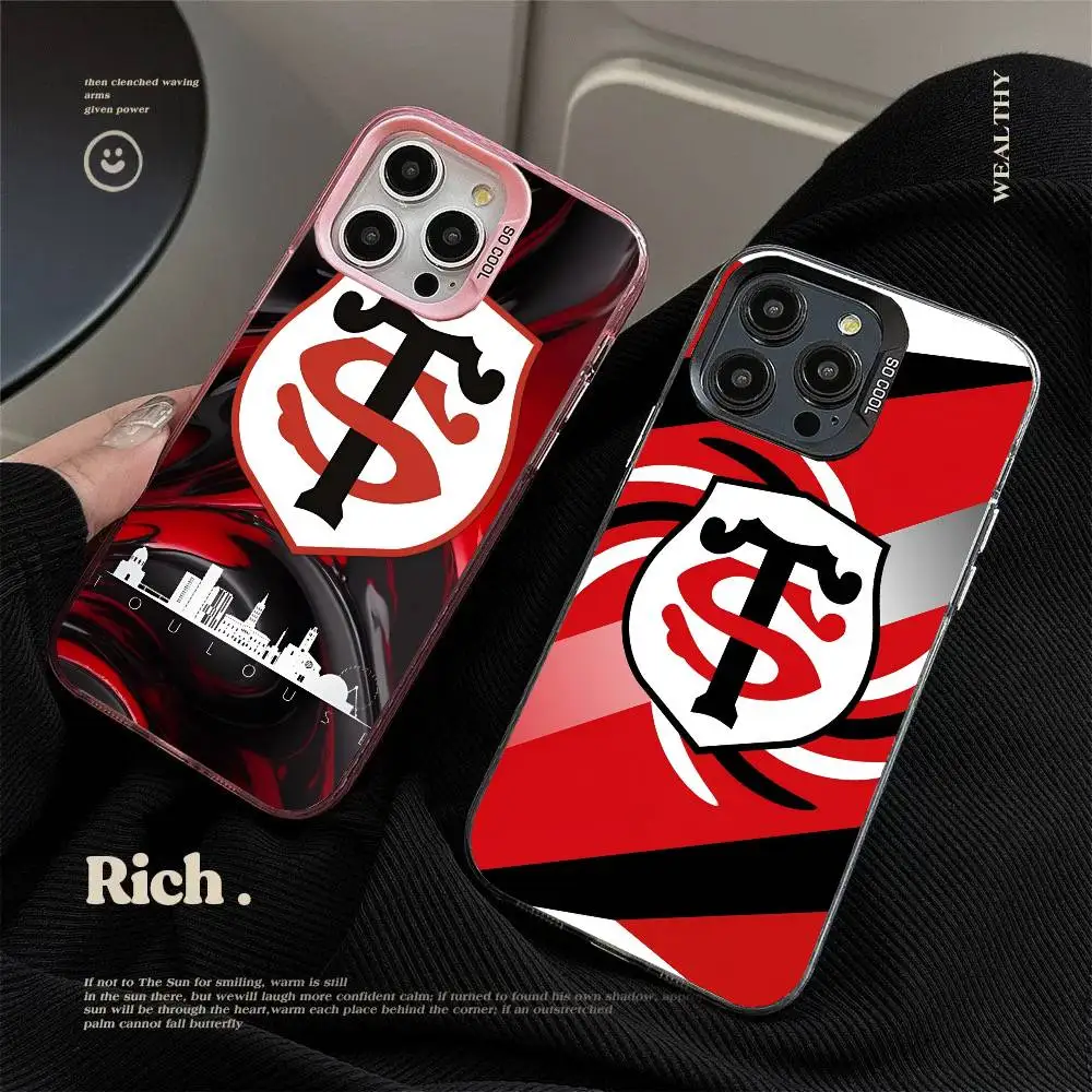 1PC Stade-Toulousain Telefon Fall Für IPhone 17 Air 16 15 14 13 12 11 Pro Max Plus Farbe stoßfest Zurück Silber Cove