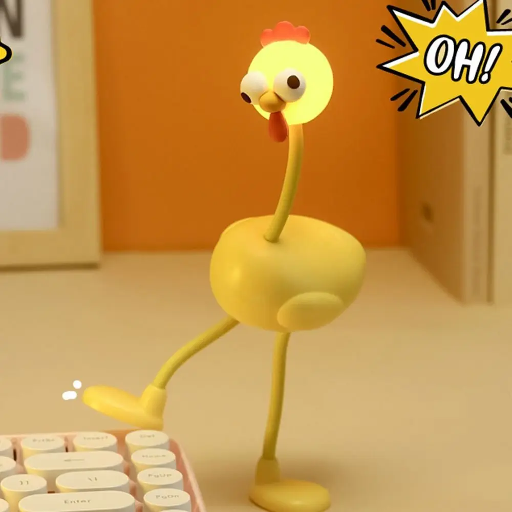 

3 Lighting Modes Funny Chicken Night Light Soft Light Rechargeable Bedside Decor Light Cute Cartoon Eye Protection