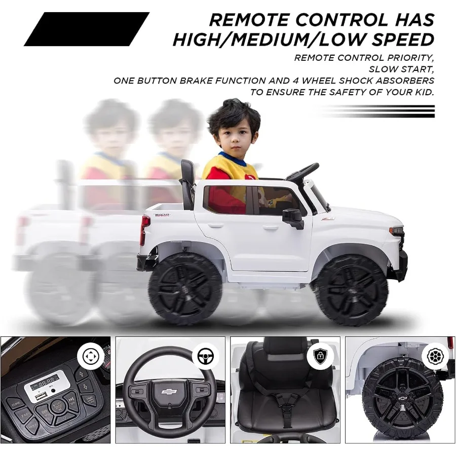 Auto da corsa 12V con licenza a batteria R/C Chevrolet Silverado GMC Ride On Truck Veicoli elettrici per bambini Giocattoli MP3 Musi