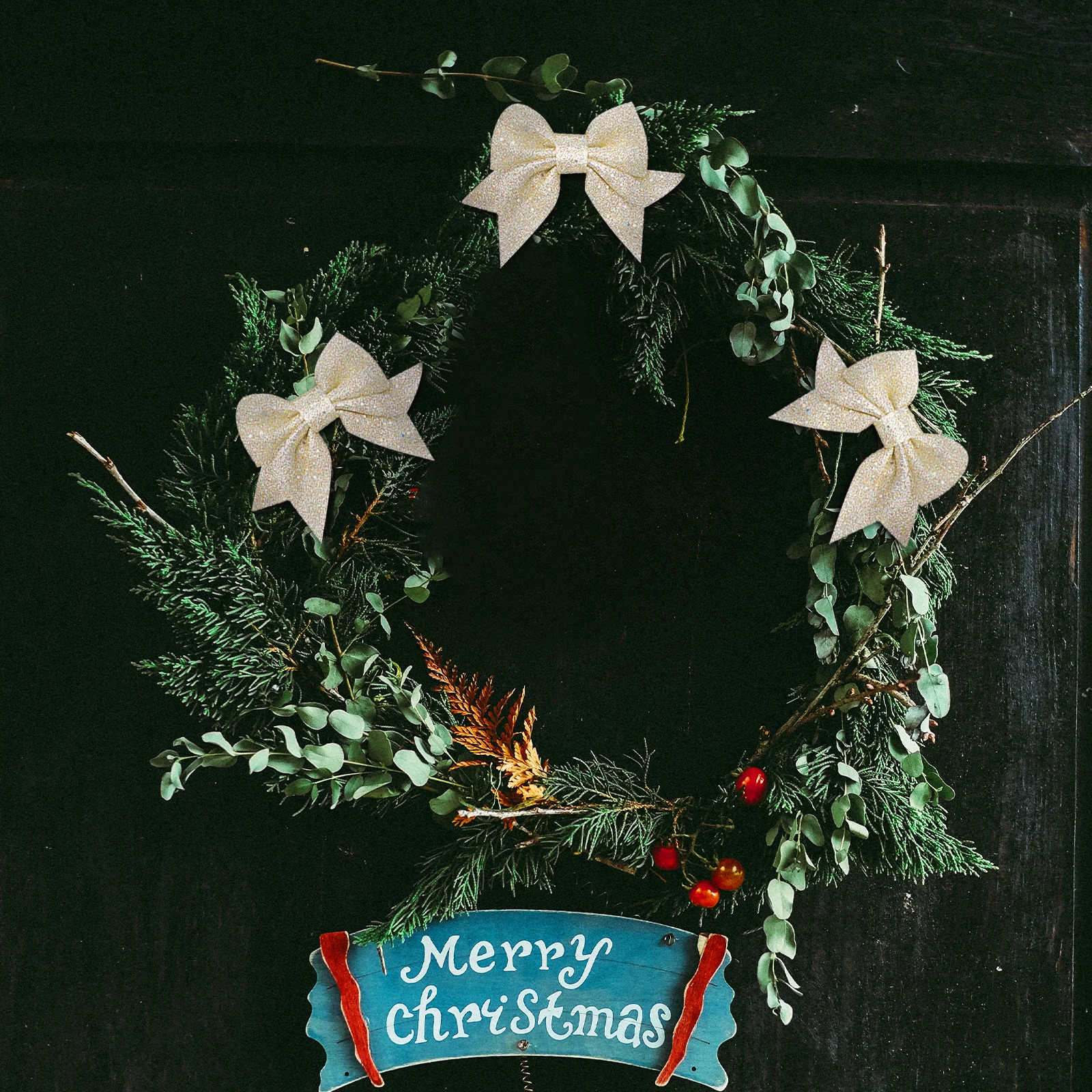 

6pcs Shiny Bow Knot Christmas Tree Hanging Decorations Pendant Ornaments For Xmas New Year Party Wedding Fireplace Wall Shelf