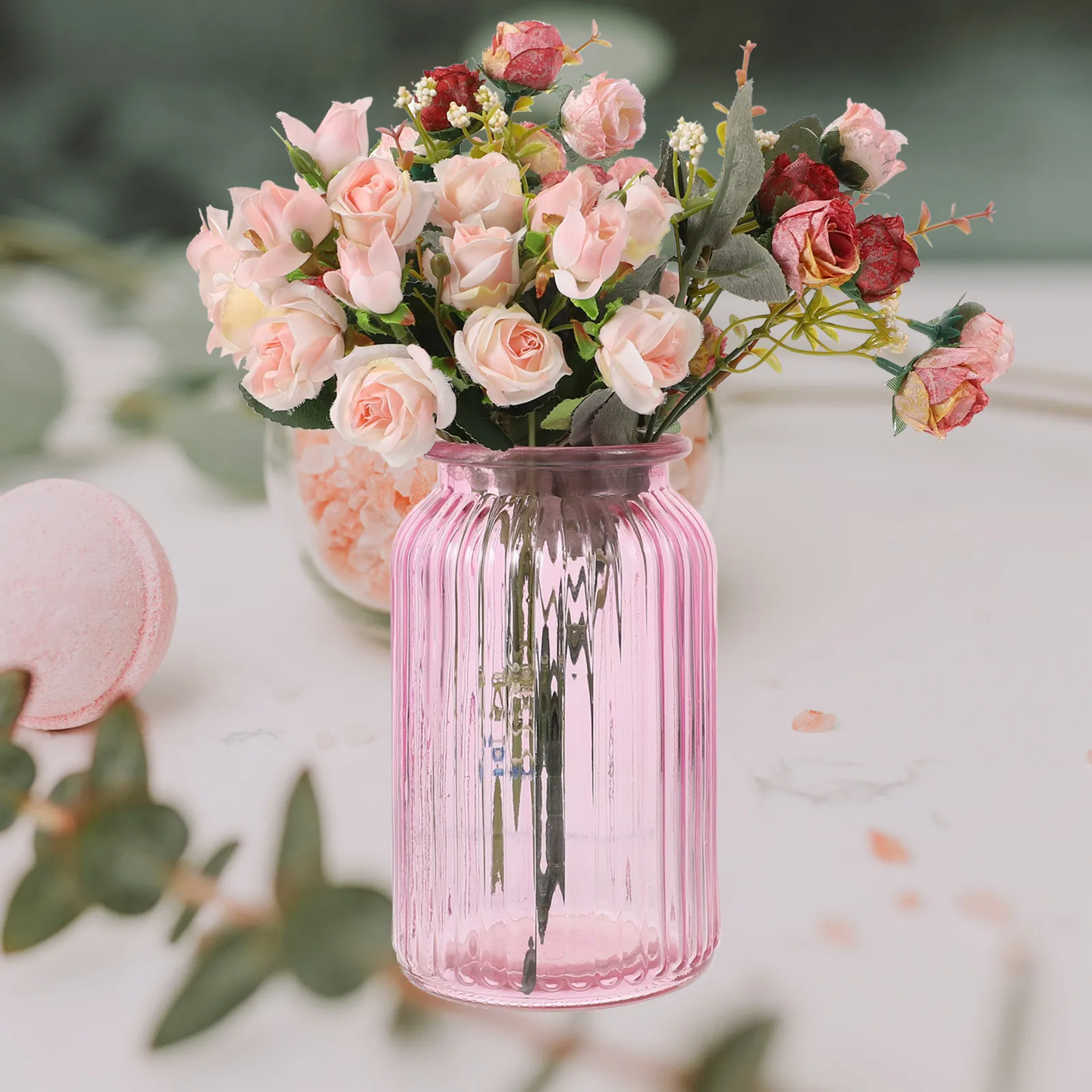 

1Pcs Glass Vase Simple Style Colored Modern Chic Flower Arrangement Container for Home Office Desktop Decoration Elegant Floral