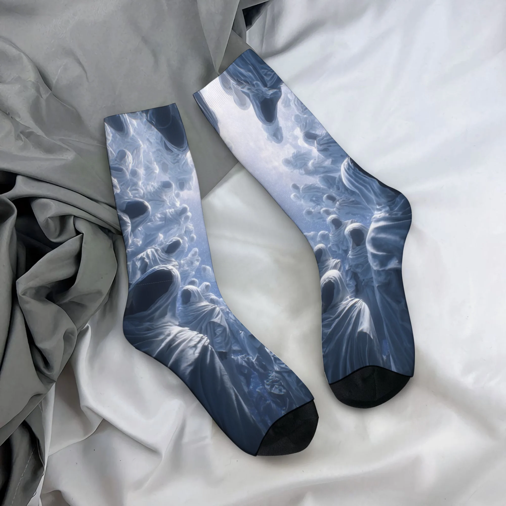 Harajuku Retro Sacred Ethereal Pilgrimage Soul Print Herrensocken Neuartige Ethereal Fantasy Theme Freizeitsocken Verrücktes Partygeschenk