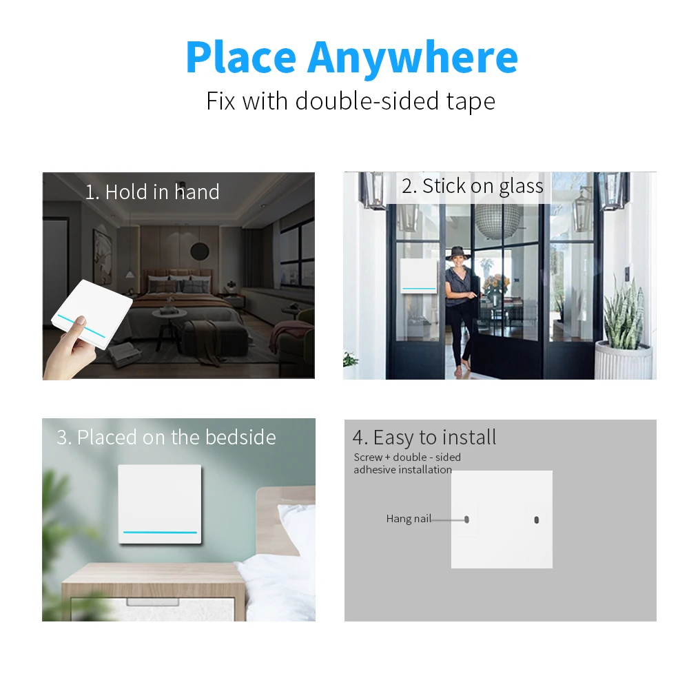 433Mhz Light Switch LED 1/2/3 Gang Push Button Switch Smart Home Wireless Remote Controller 10A 110V 220V Receiver for Lamp LED