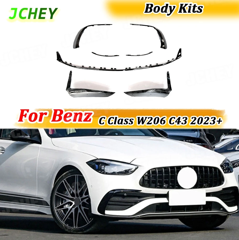 

Накладка-сплиттер JCHEY на передний бампер (спойлер-флап, канарды) для Mercedes-Benz C-класса W206 C43 AMG Sport 2023+