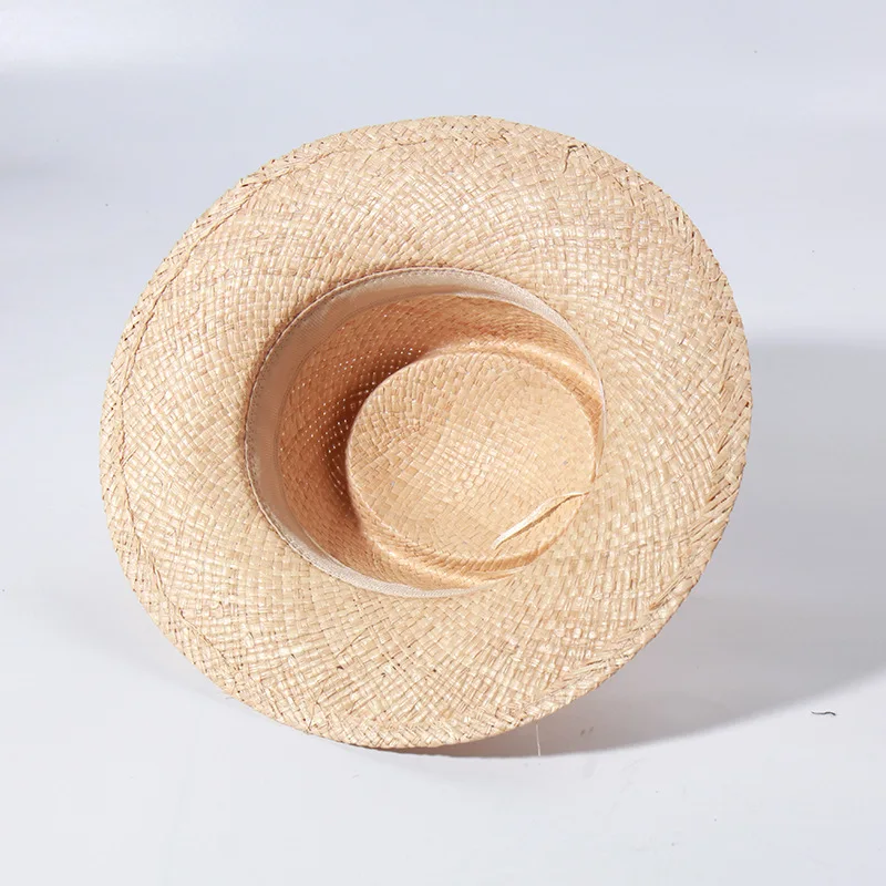 Sombrero de rafia Natural DIY, sombrero de paja de verano, ala ancha, Sombrero de Panamá, sombrero de sol Derby de Kentucky con pompón, lazo de
