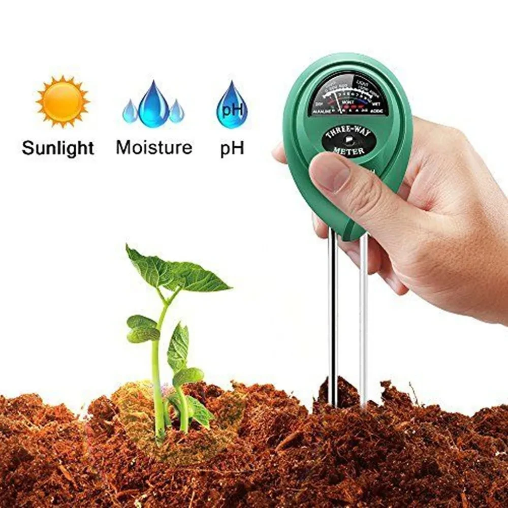 3 in 1 misuratore di PH del suolo Tester di PH della luce solare fiori da giardino sensore di umidità del suolo misuratore di umidità delle piante