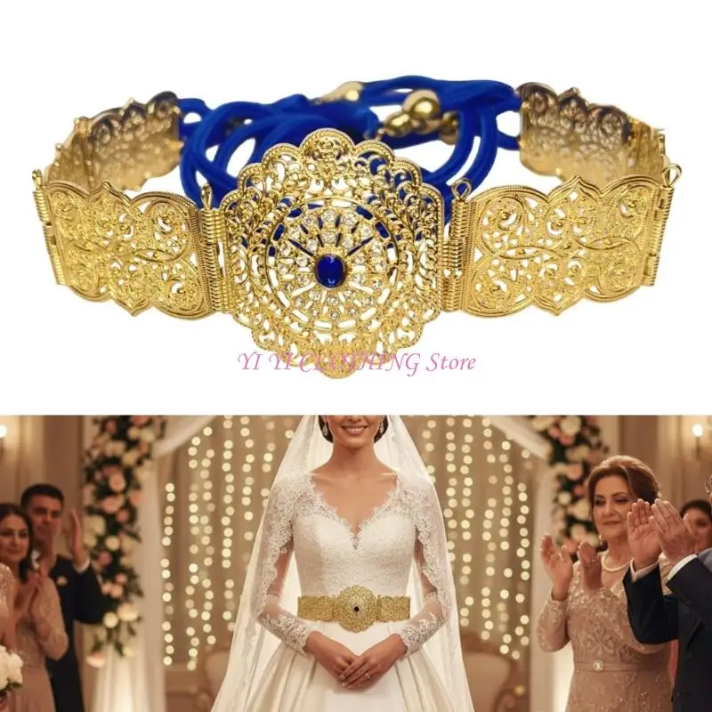 n5kf-耐久性ラインストーン装飾ブライダルウエストチェーンカットアウト柔軟な金属閉鎖イブニングドレス用