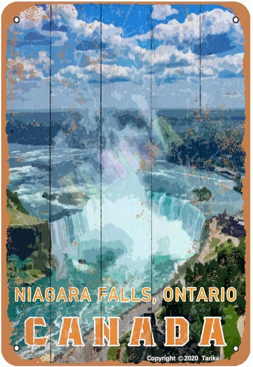 Niagara Falls, Ontario, Canada Attractions for Home,Shop,Farmhouse,Garden,Room,Club Metal Vintage Tin Sign Wall Decoration 12x8