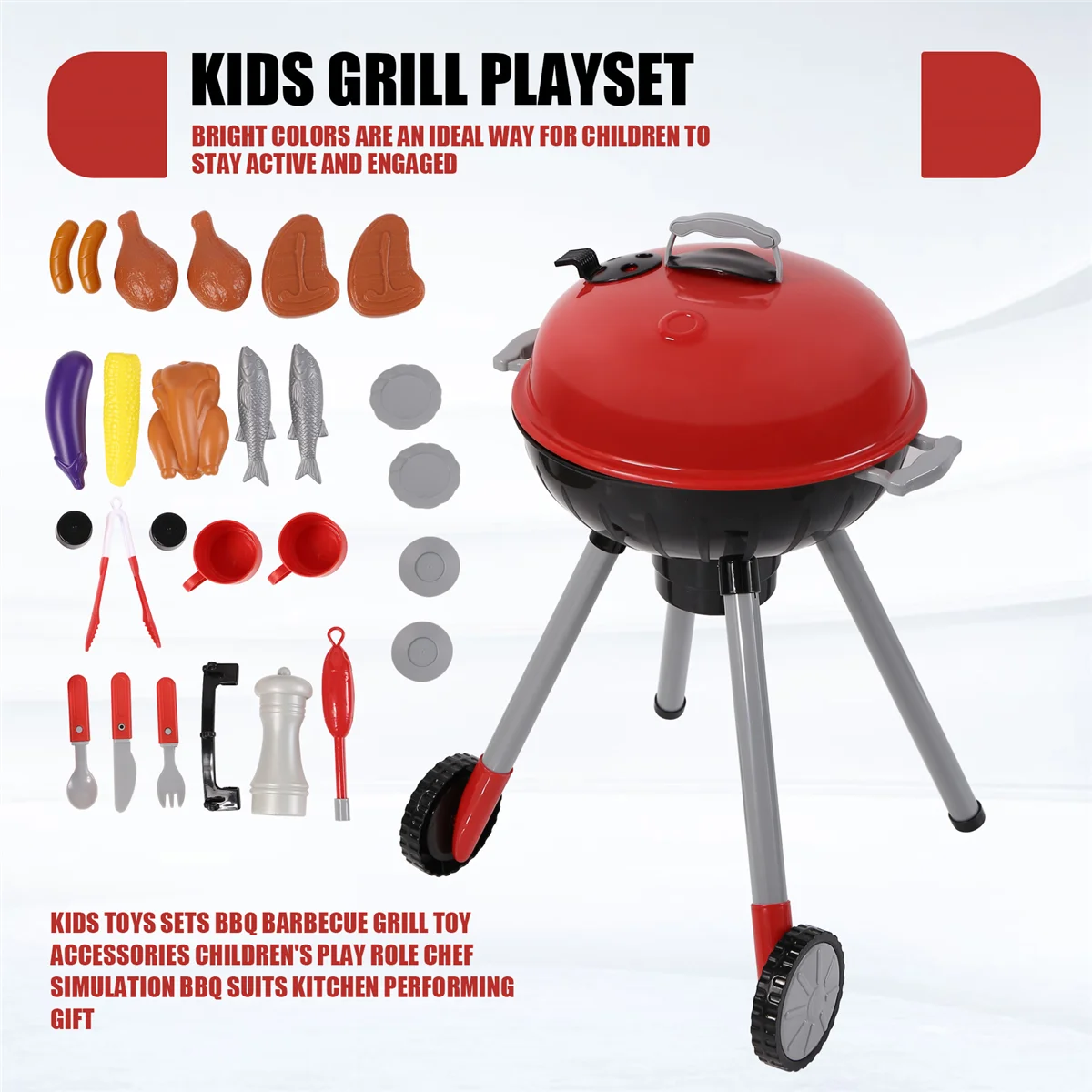 BAAA-Kids Toys Sets BBQ Barbecue Grill Toy Accessories Children's Play Role Chef Simulation BBQ Suits Kitchen Performing Gift