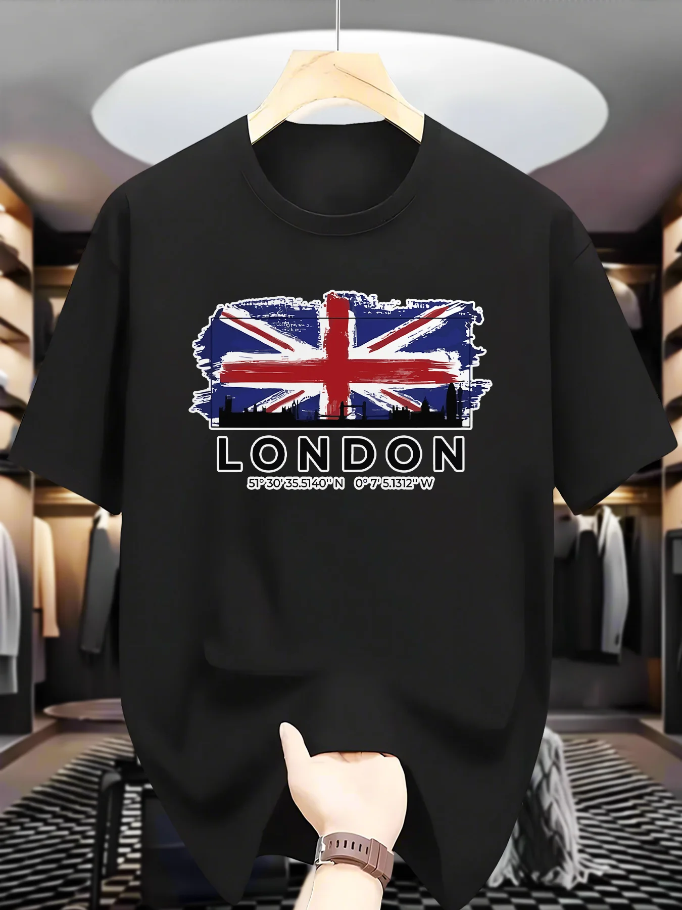 London England Printed Men's and Women's Pure Cotton Loose-Fitting Comfortable Sports Casual Round-neck Long-sleeve T-shirt