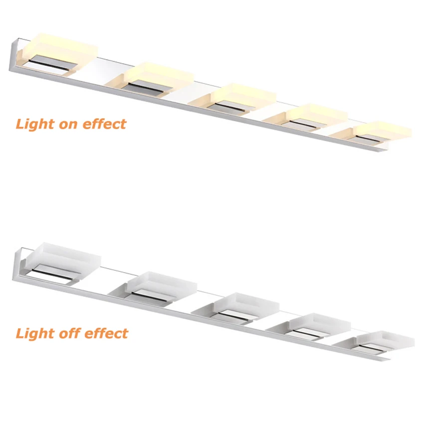 Modern Acrylic LED Vanity Light for Bathroom and Dressing Room with Stainless Steel Body and Rotatable Mirror Front Lighting