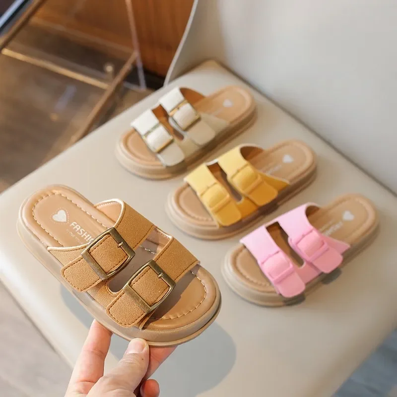

2025Children's Round Head Slippers Lightweight Non slip Outdoor Beach Shoes Fashionable Soft Bottom Flat Heel Preschool Slippers