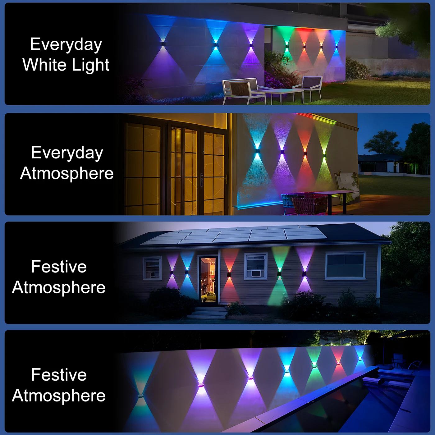 Outdoor Permanent Light LED Fence Light Upper and lower bilateral lighting 72 RGBCW  LED luces de alero inteligentes