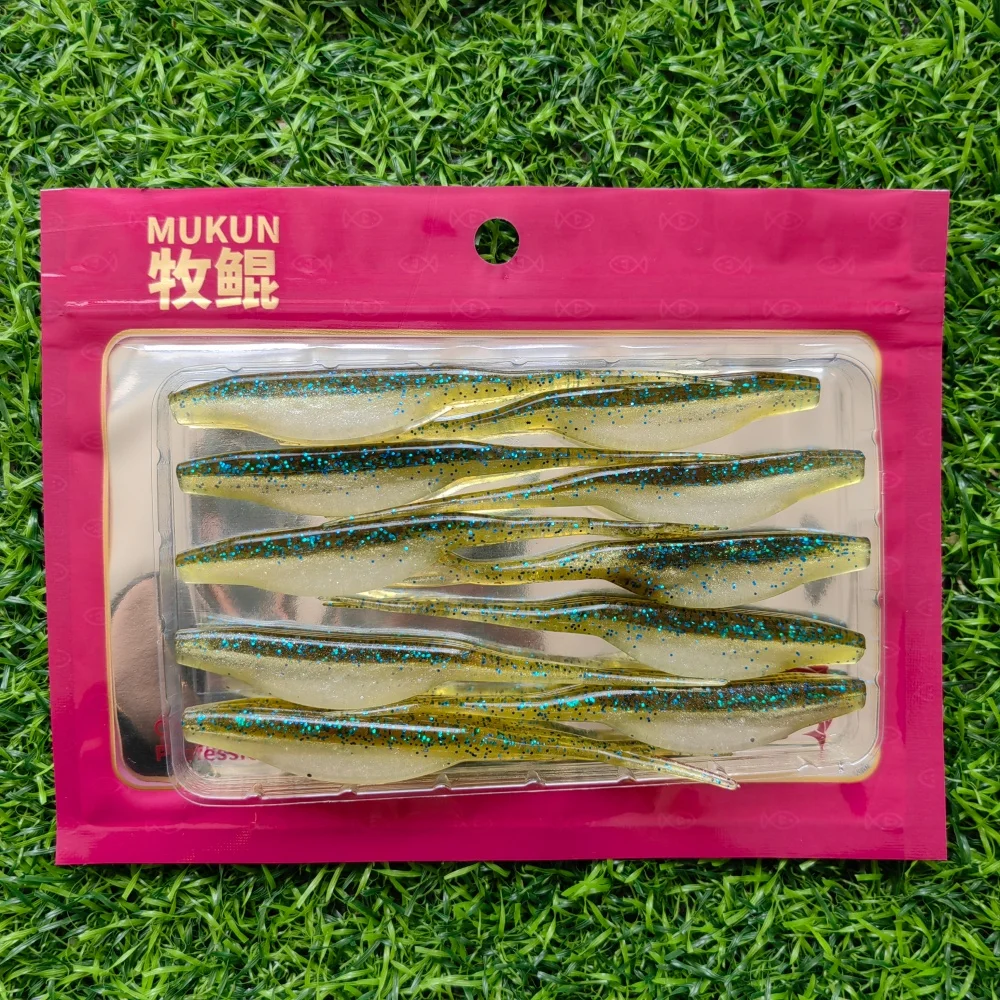 MUKUN 10 Stück Weiche Silikon-Köder Armor Shad 95mm Gabelschwanz-Fisch Geruchsköder Minnow Isca Pesca Künstliche Meeresfischerei-Köder