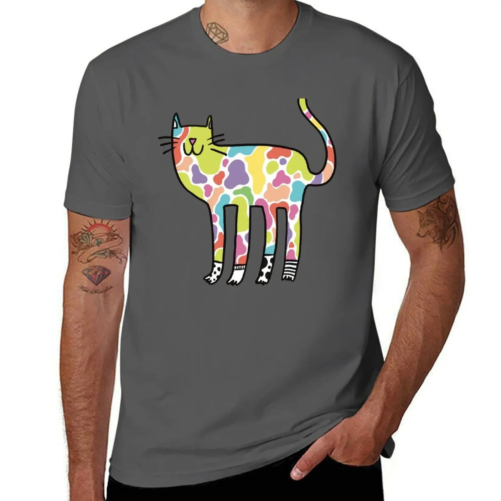 

Rainbow Cowcat T-Shirt Fashion Simple Casual Tee Shirt